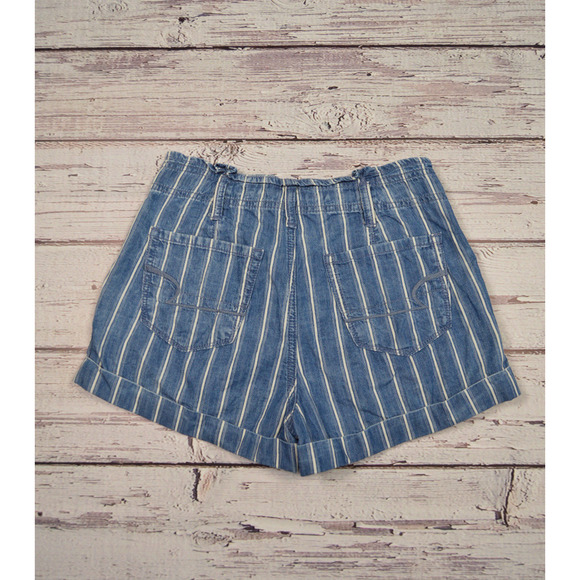 American Eagle Striped Pleated Cuffed Shorts Women Junior Size 0 Pre-Owned - Picture 11 of 11